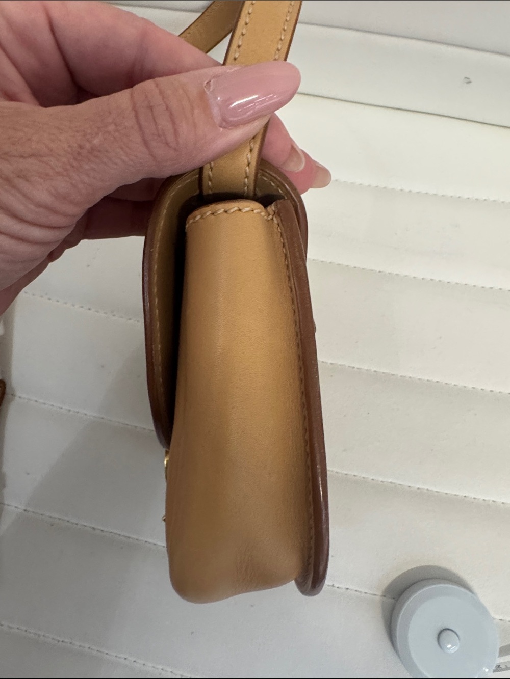 Saint Laurent Camel Leather Small Crossbody with Gold YSL Logo - Picture 6 of 8